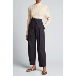 Ulla Johnson Lars Tapered Pants Size 12 Gray Utility Cargo Belted Barrel Leg